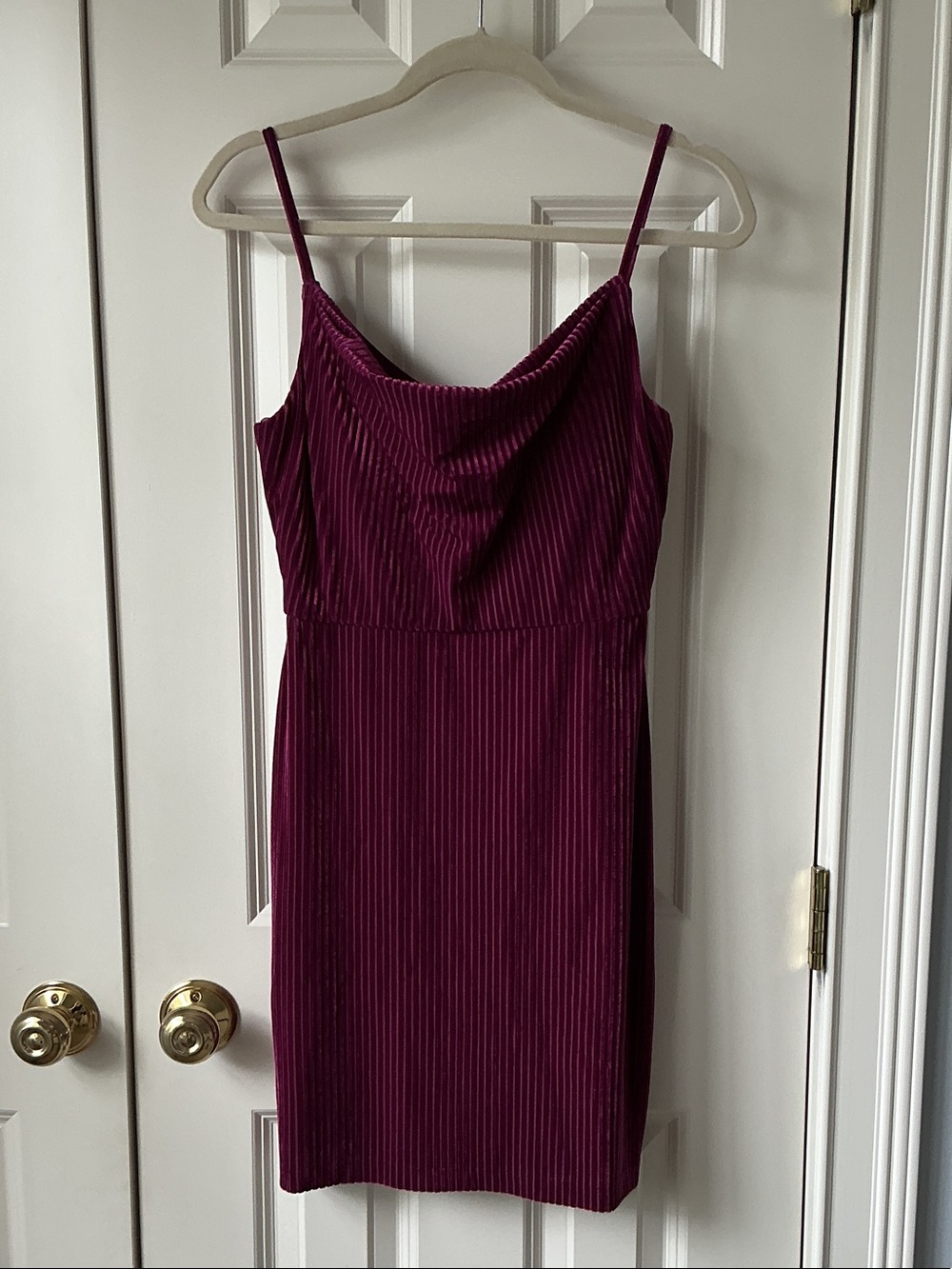 Morgan & Co. Plum Ribbed Cowl Neck Mini Dress
